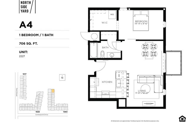 1 bed, 1 bath, 706 sqft, $1,450, Unit 2227