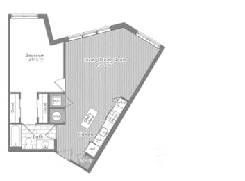 1 bed, 1 bath, 973 sqft, $2,196