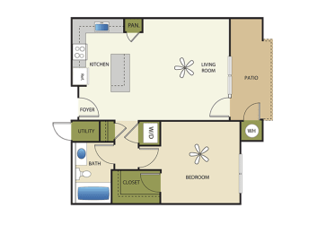 1 bed, 1 bath, 694 sqft, $1,149