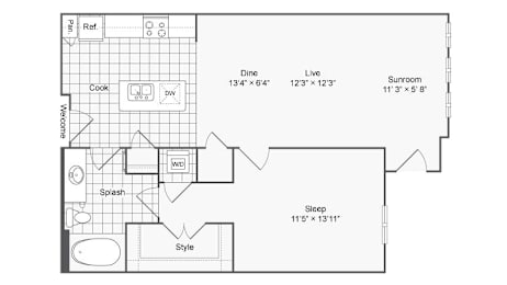 1 bed, 1 bath, 798 sqft, $1,619