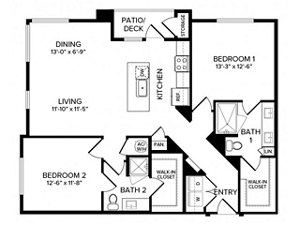 2 beds, 2 baths, 1,223 sqft, $2,499