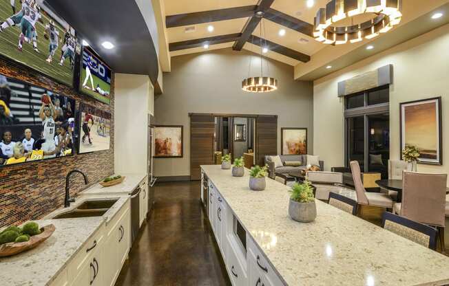 Large kitchen in the clubhouse at Palm Ranch Apartments in Davie, FL