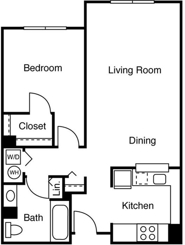 1 bed, 1 bath, 694 sqft, $2,466