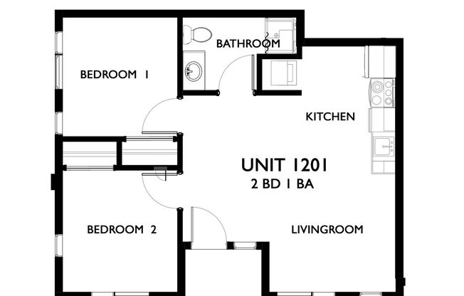 2 beds, 1 bath, 716 sqft, $1,699, Unit 1201