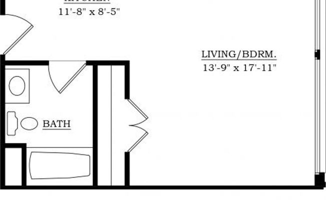 Studio, 1 bath, 441 sqft, $995, Unit 206