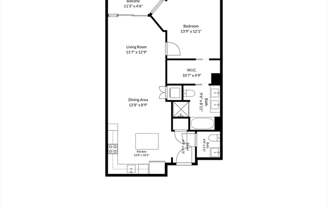 1 bed, 1.5 baths, 842 sqft, $3,975, Unit 303
