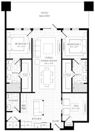 2 beds, 2 baths, 1,584 sqft, $4,555