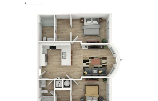 2 beds, 2 baths, 803 sqft, $1,995, Unit 106