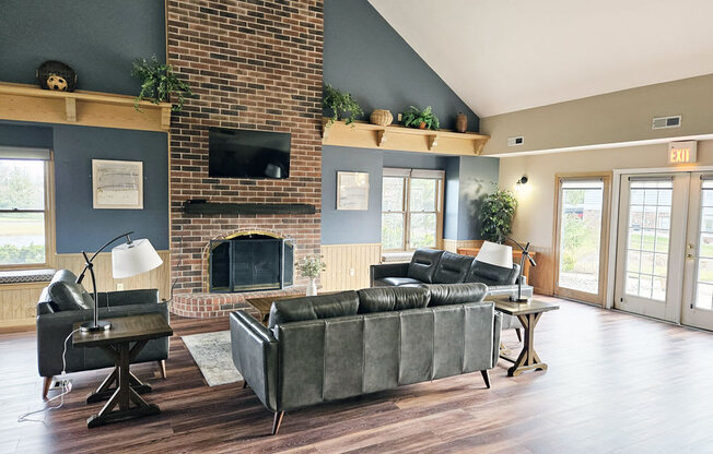 Community Building with Fireplace at Dupont Lakes Apartments, Indiana, 46825