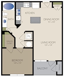 1 bed, 1 bath, 748 sqft, $1,270