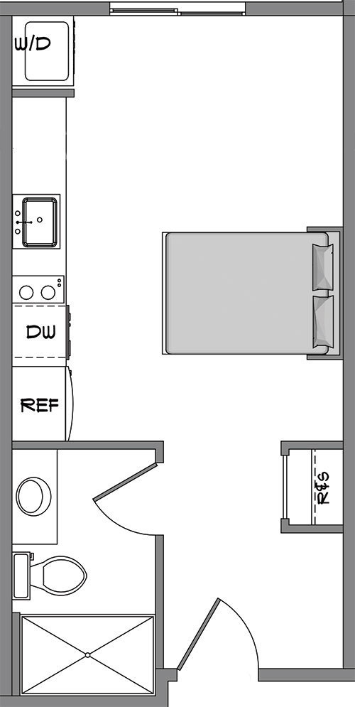 Studio, 1 bath, 308 sqft, $1,225, Unit 301