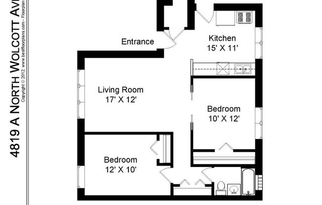 2 beds, 1 bath, 815 sqft, $2,100, Unit 4819-3A