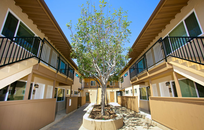 Elegant Exterior View at Woodlawn Gardens Apartments, California