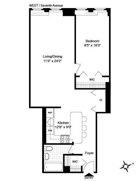 1 bed, 1 bath, $6,000, Unit 5C