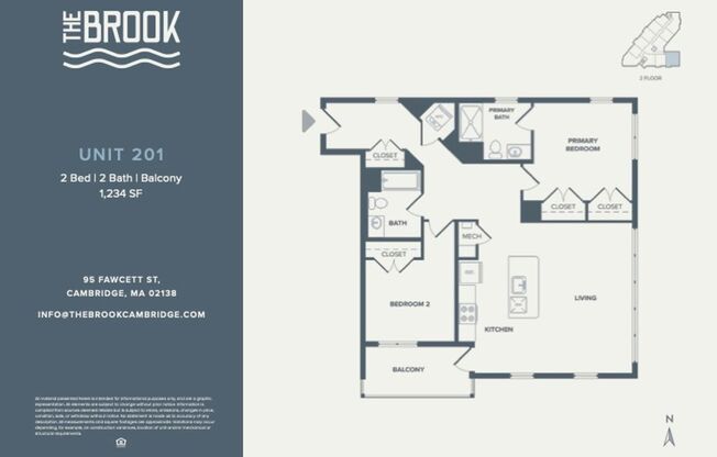 2 beds, 2 baths, 1,234 sqft, $3,950, Unit 201