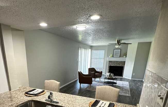 A kitchen with a sink and cabinets.
