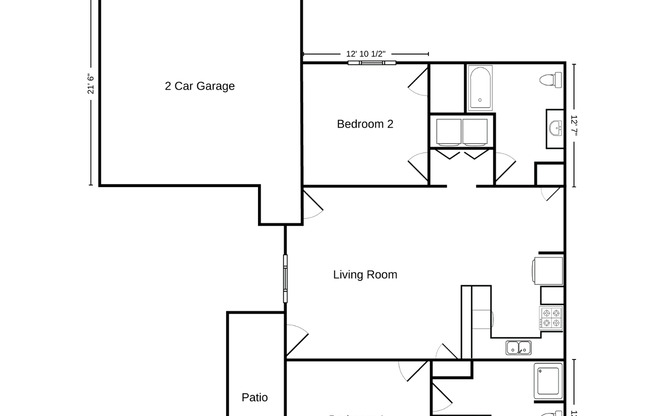 2 beds, 2 baths, 1,295 sqft, $1,860