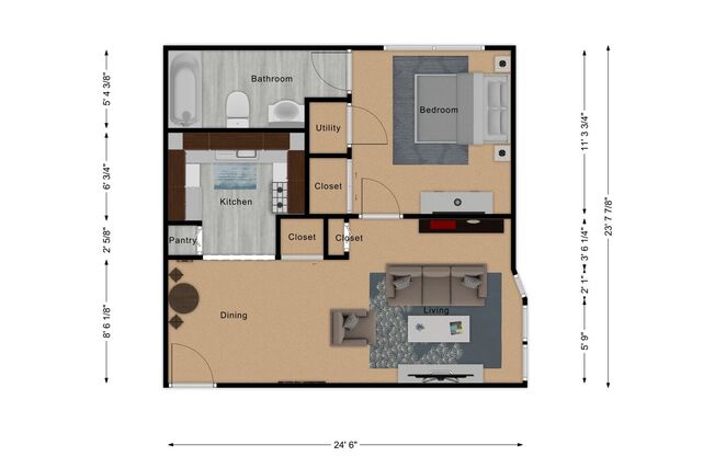 1 bed, 1 bath, 530 sqft, $780, Unit 1170-10