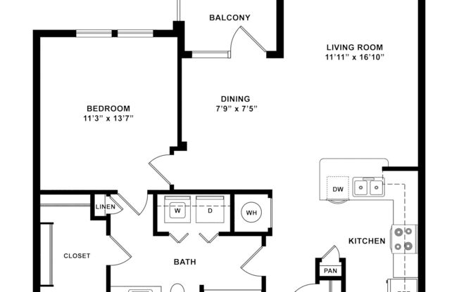 1 bed, 1 bath, 853 sqft, $1,550