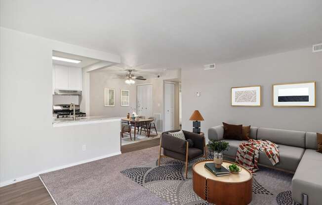 Spacious Living Area with Carpet