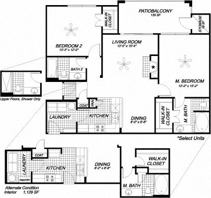 2 beds, 2 baths, 1,129 sqft, $1,588
