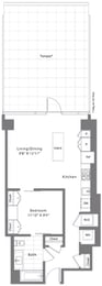 1 bed, 1 bath, 673 sqft, $2,755