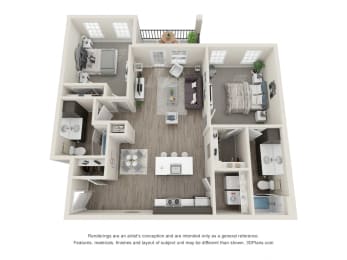 2 beds, 2 baths, 1,131 sqft, $1,995