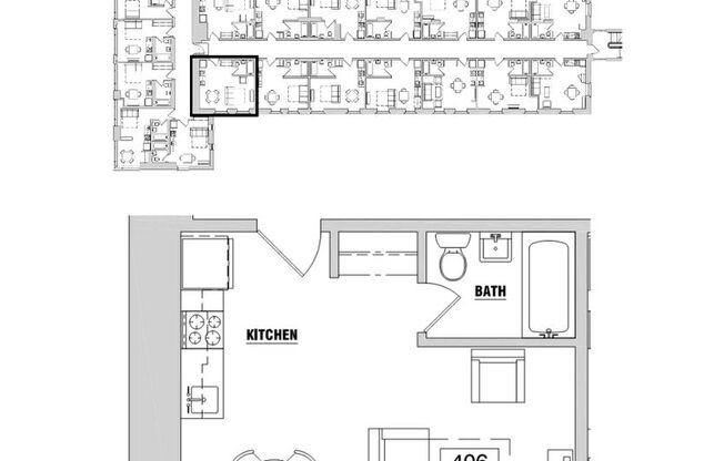 Studio, 1 bath, 305 sqft, $1,229, Unit 406