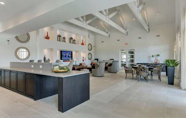 Resident Lounge Catering Kitchen, Game Tables and Conversational Seating at McKinney Village, Texas, 75069