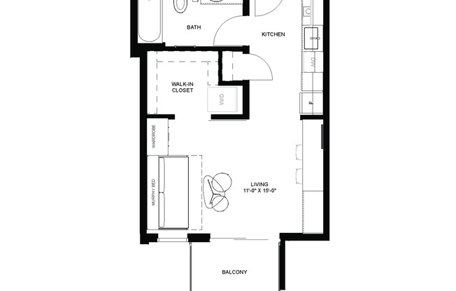 Studio, 1 bath, 447 sqft, $1,195, Unit 515