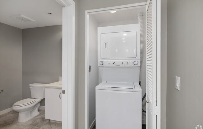 washer and dryer in closet