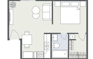 Studio, 1 bath, 405 sqft, $995, Unit B-5