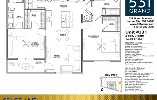 2 beds, 2 baths, 1,268 sqft, $2,599, Unit 331