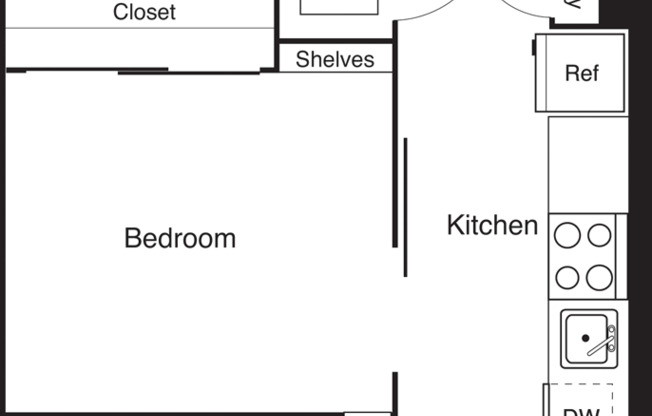 1 bed, 1 bath, 556 sqft, $1,960, Unit 502