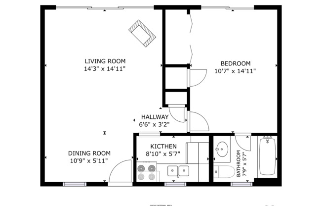 1 bed, 1 bath, 500 sqft, $1,140, Unit 22