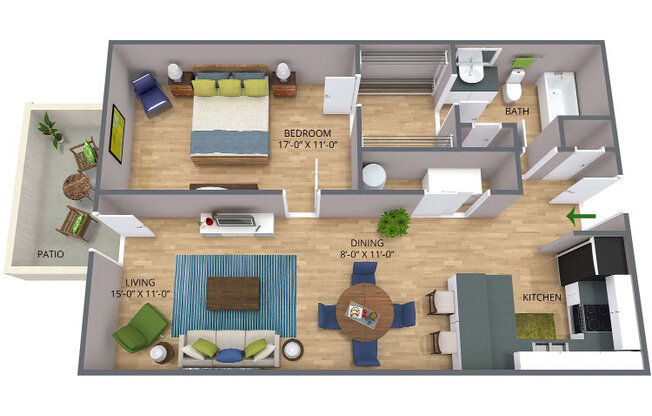 1 bed, 1 bath, 730 sqft, $1,079