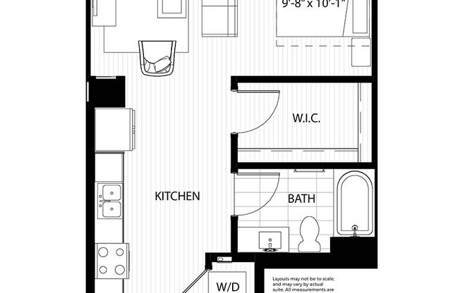 Studio, 1 bath, 598 sqft, $1,548