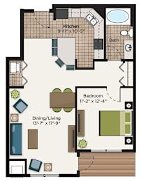 1 bed, 1 bath, 789 sqft, $1,376