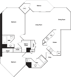 2 beds, 2 baths, 1,107 sqft, $3,556