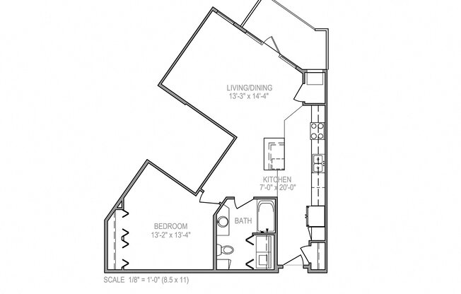 1 bed, 1 bath, 837 sqft, $1,355