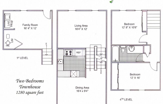 2 beds, 1.5 baths, 1,280 sqft, $1,359