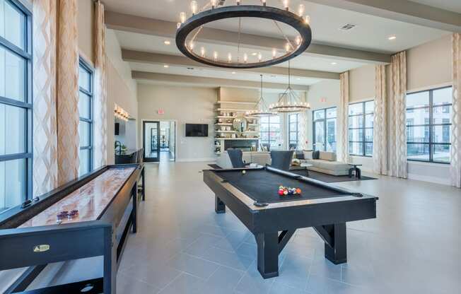 Resident Cafe and Game Lounge with Billiards at Bon Haven Apartments in Spartanburg, SC