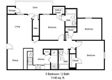 3 beds, 2 baths, 1,140 sqft, $1,700