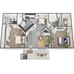 2 beds, 2 baths, 967 sqft, $1,108