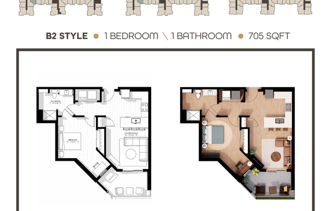 1 bed, 1 bath, 705 sqft, $2,050, Unit 139