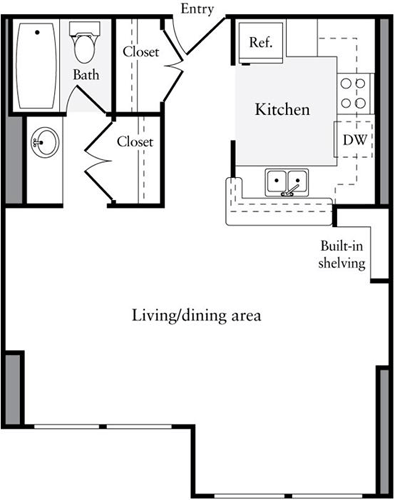 Studio, 1 bath, 456 sqft, $2,527, Unit 0913