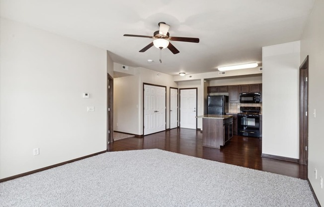 Spacious Living Area with Carpet