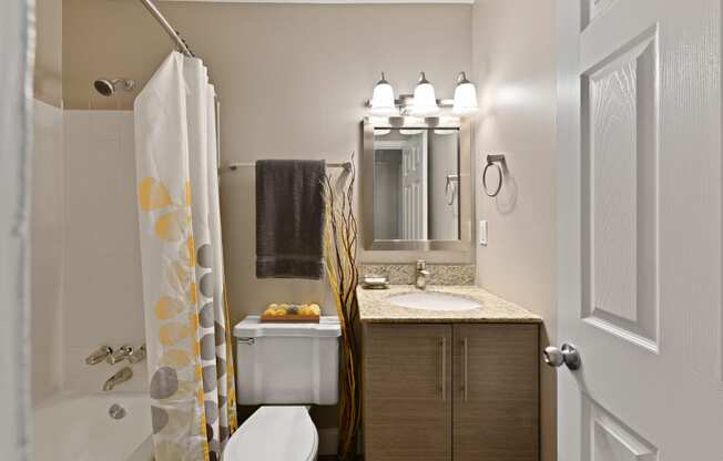 In-suite master bathroom at Heritage Hill Estates Apartments, Cincinnati, Ohio 45227