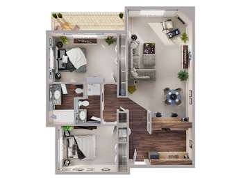 2 beds, 2 baths, 887 sqft, $1,642