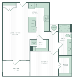 1 bed, 1 bath, 912 sqft, $1,529